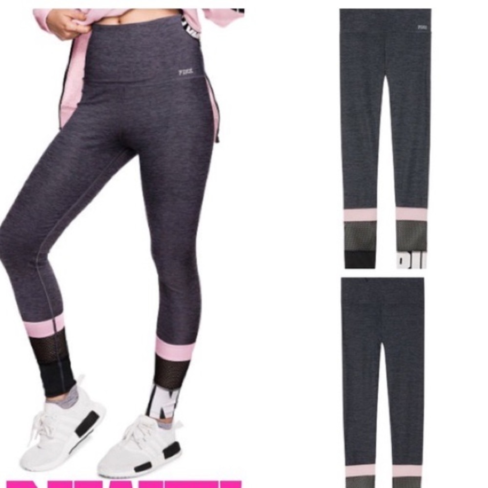 Pink Victoria’s Secret Ultimate Mesh Netting Cut out athletic legging leggings